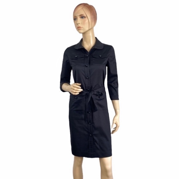 Talbots Dresses & Skirts - Talbots Black Belted Sheath Shirtdress 2 Petite